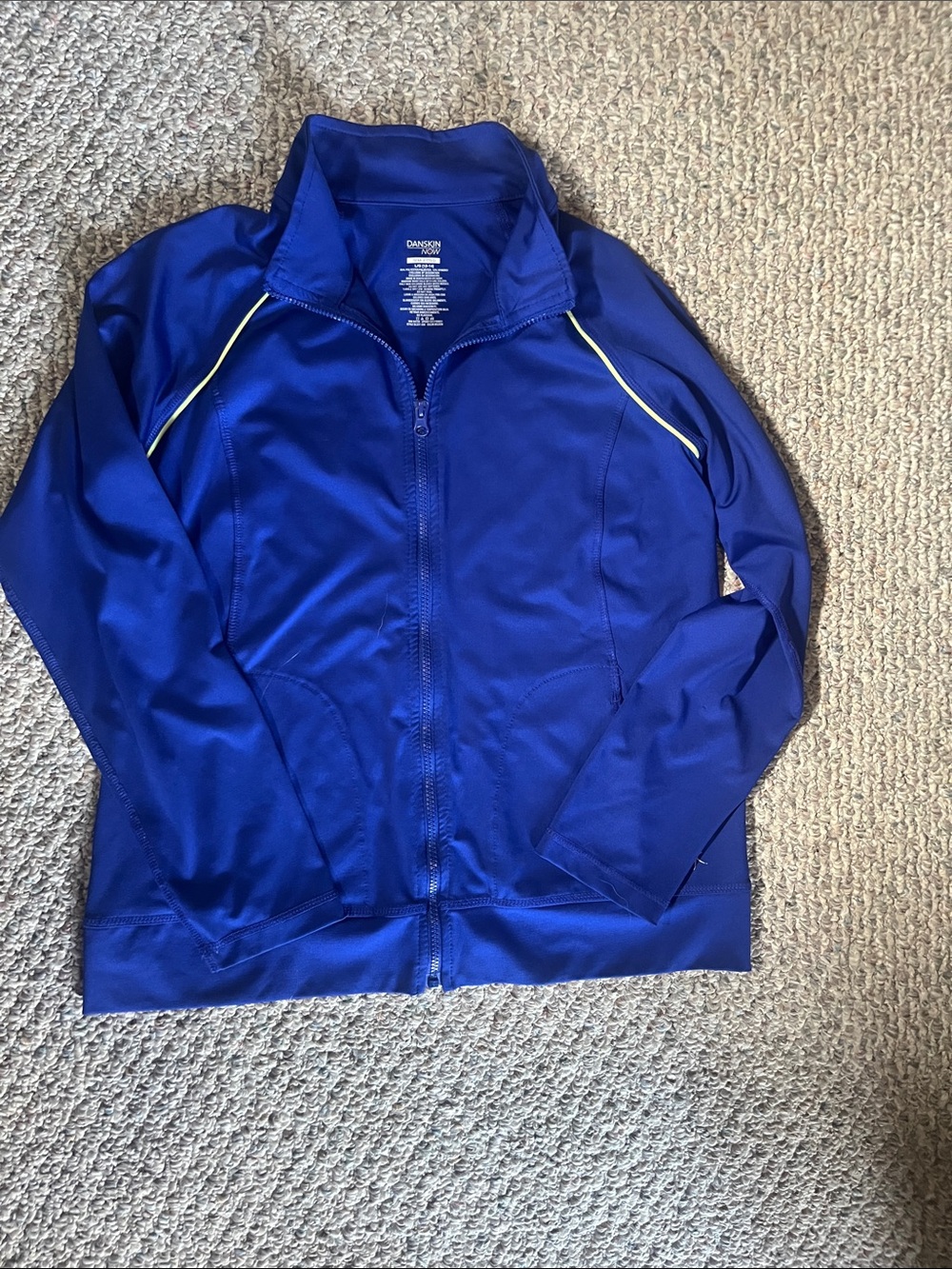 Danskin Zip Jacket in Royal Blue with yellow Piping